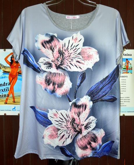 Dámske tričko s kvetom , 40 - xxl