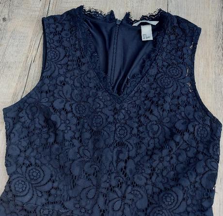 Tmavomodré čipkované šaty h&m, h&m,36