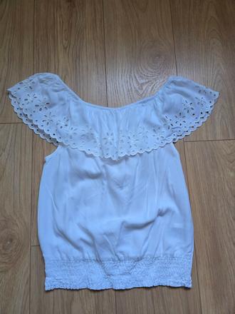 Biely top cez ramená, h&m,152
