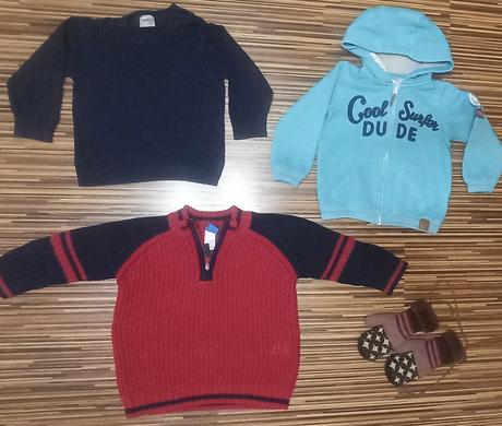 2x svetrik, 1x mikina a rukavicky 86/92, 86–98