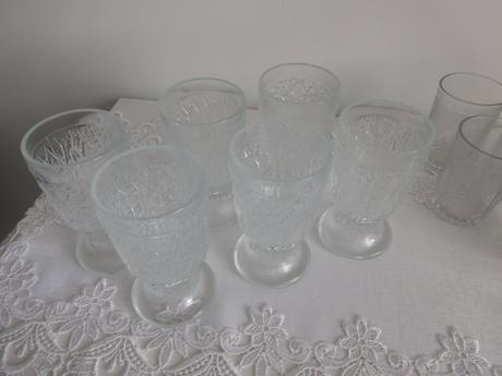 Jenské sklo, poháre sklenené+karafa, poháre na čaj,