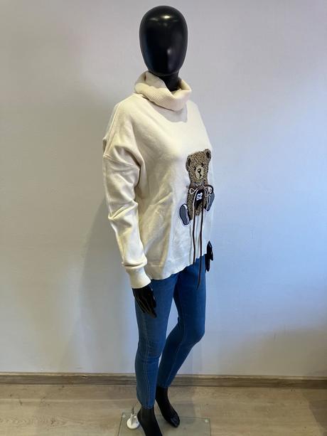 Dámsky rolák s medvedíkom maslový (uni), l / m / xl