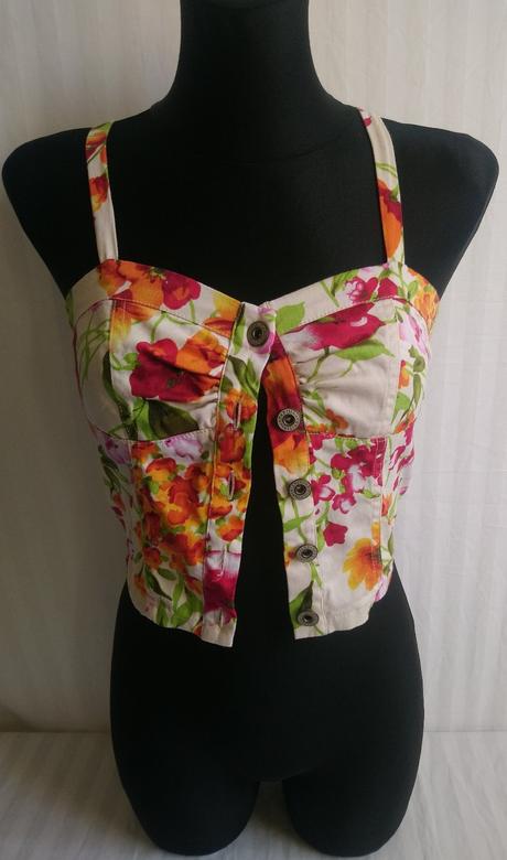 Farebný elastický crop top na ramienka, parisian, xs