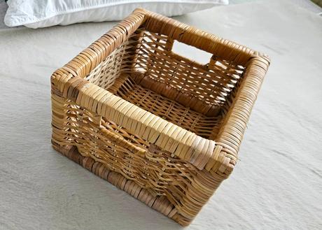 Pevný prútený košík, prírodný vzhľad, 1ks,