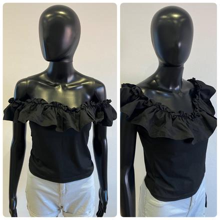Dámsky top s volánom čierny skue (l), l