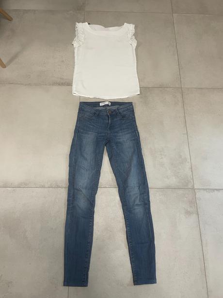 Ľahké letné rifle zara vel. xs a blúzka, zara,xs