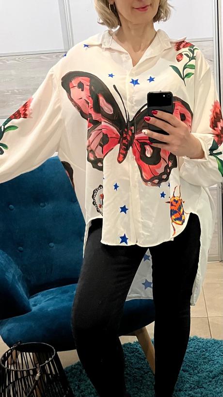 Dámska blúzka s motýlom a vzorom, l / m / s / xl