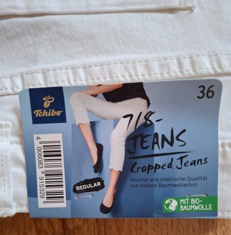 Biele 7/8 ďžíny s ozdobou "krajkou", tchibo,36