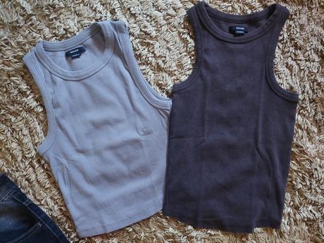 Denimove kratasy + 2x top, bershka,34