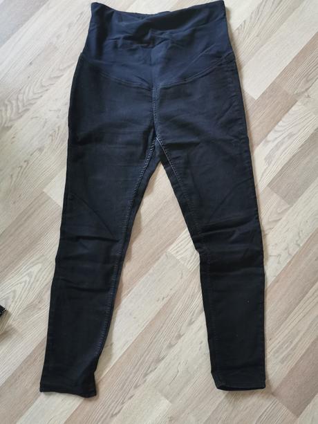 Čierne tehotenské elasticke nohavice, h&m,44