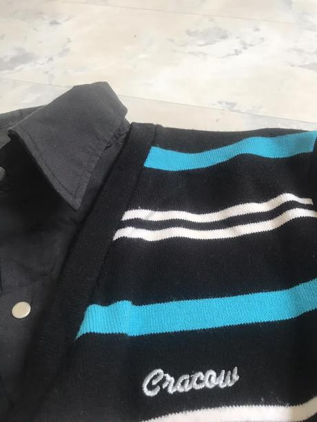 Pulóver s všitou košeľou, m