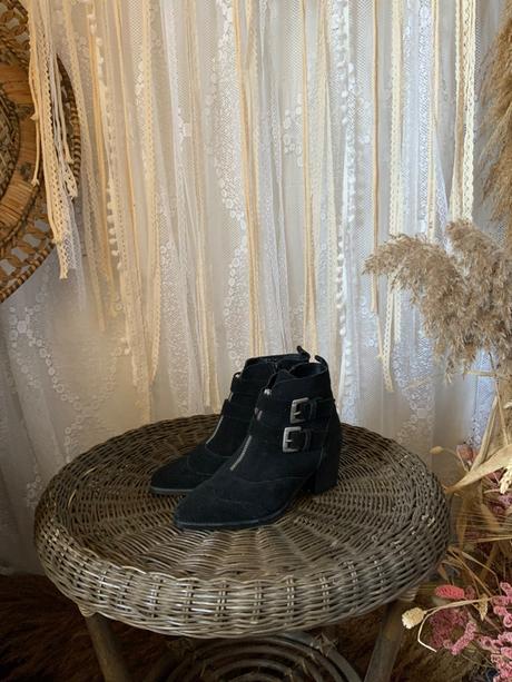 Topanky z brusenej kože na zips, zara,36