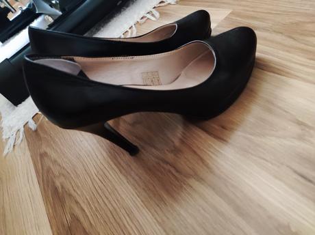 Čierne kožené lodičky, 37