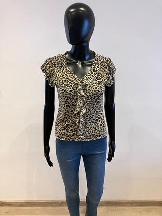 Blúzka s leopardím vzorom a fodričkami, s