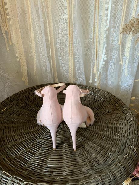 Office shoes sandále na podpetku s kožušinu, 36