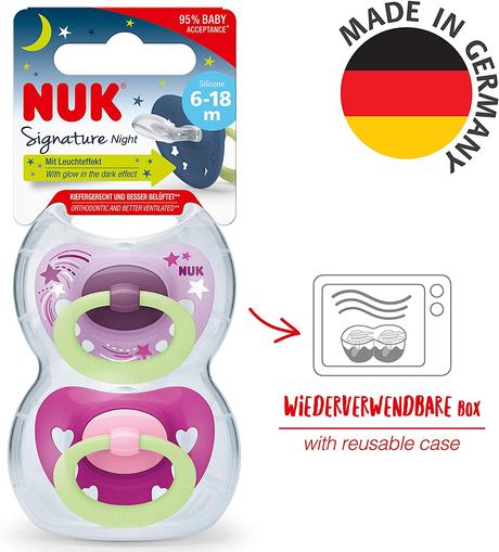 Nuk silikónový cumlík signature night hviezdy, 2ks, nuk