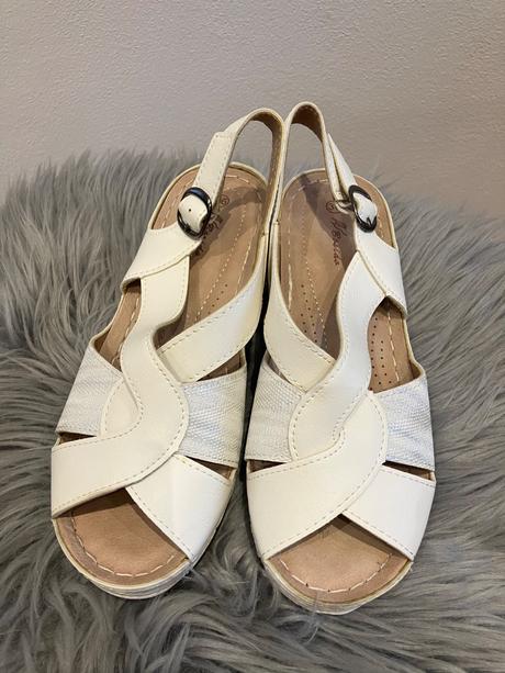 Dámske sandále bielo strieborné (36), 36