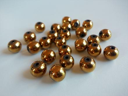 Hematit korálky 10 mm zlaté, 