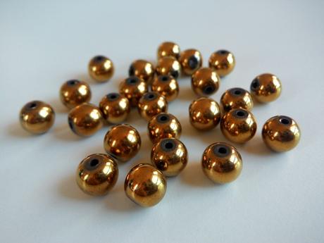 Hematit korálky 10 mm zlaté, 