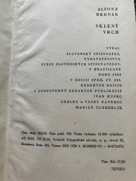 Alfonz bednár sklený vrch (1963), 