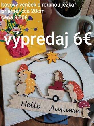 Kovový venček s rodinou ježka, 