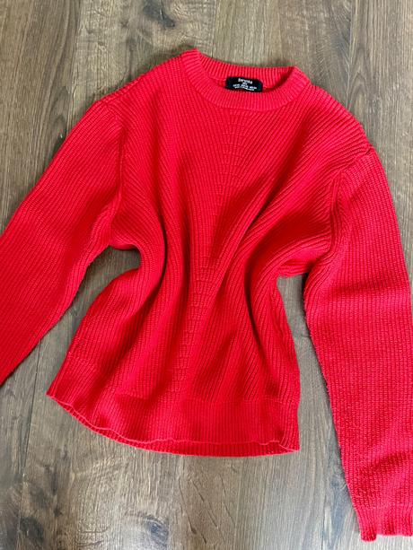 Červený pletený sveter, bershka,xs