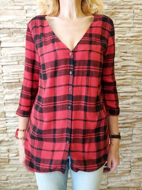 Červeno-čierna károvaná košeľa, river island,36