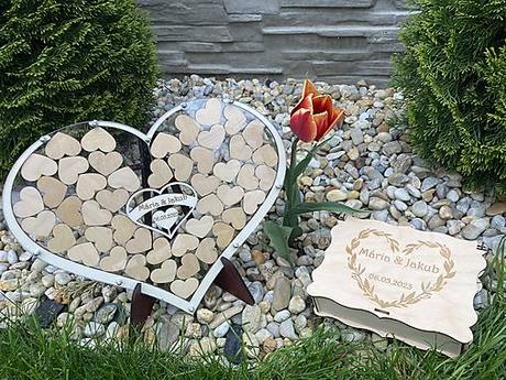 Svadobná kniha hostí - srdce rámik na vhadzovanie,