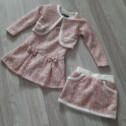 Sviatočný 3-set šaty,bolerko,sukňa, 110