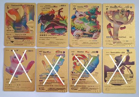 Pokémon karty zlaté plastové, 