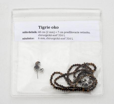 Náhrdelník s náušnicami, tigrie oko, oceľ 316 l, 