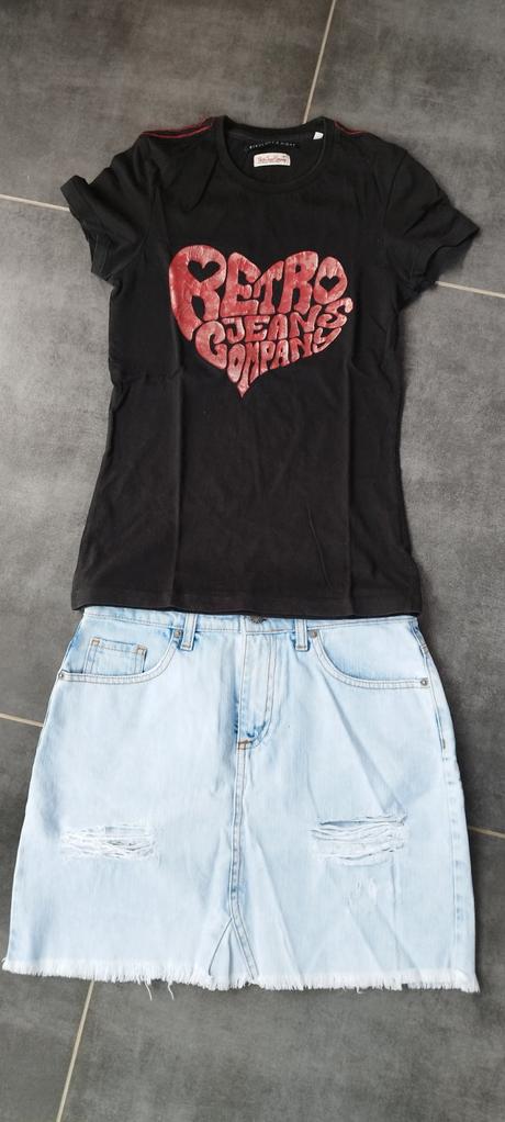 Džínsová sukňa + tričko retro jeans, s