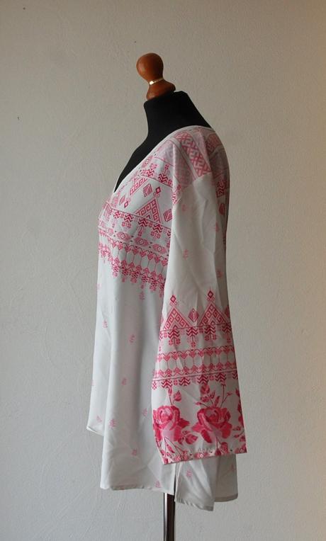 Biela boho blúzka s ľudovou výšivkou, 4xl