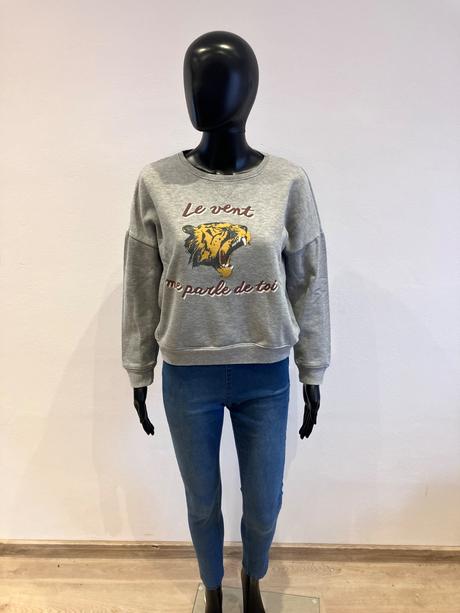 Dámska mikina s potlačou a nápisom sivá (s), s