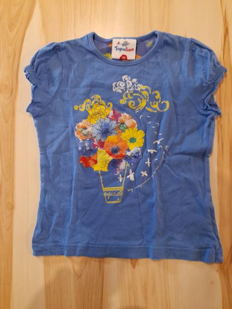 Modré tričko s kvetinkami, topolino,98