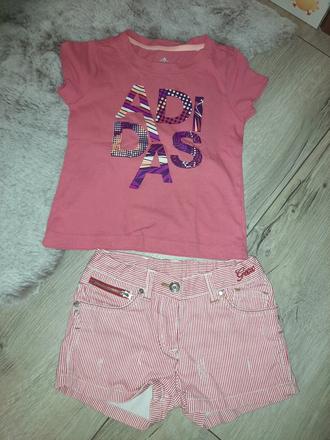 Riflíkové kraťasky geox a tričko adidas, 116