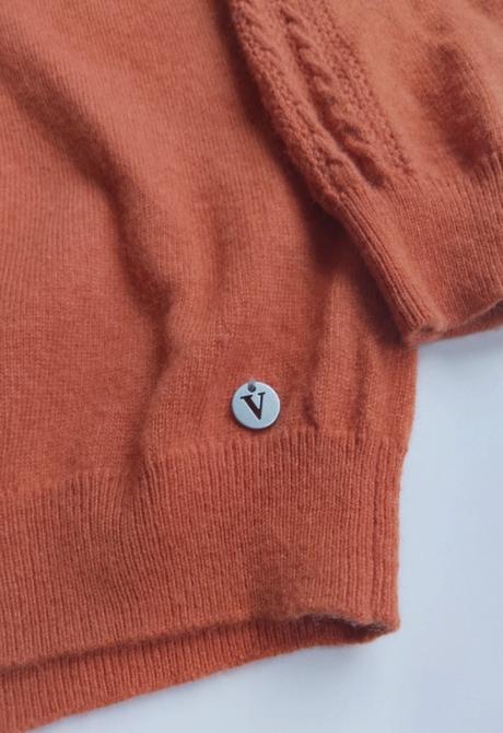 Krásny oranžový sveter vicci s-m z kasmiru a vlny, xs
