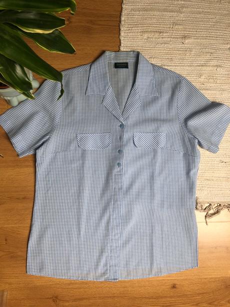 Bledomodrá kockovana košeľa vintage, c&a,xxl