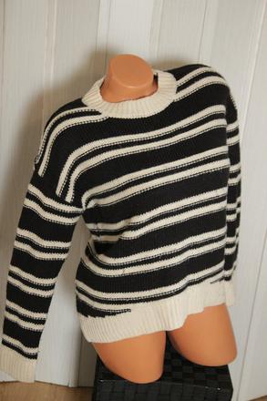 Čierno krémový pásikavý sveter xl, xl