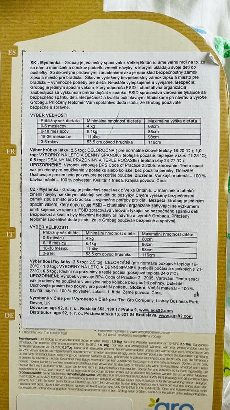 Spaci vak grobag 0-6mes. 2,5tog, the gro company (grobag)