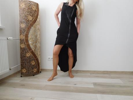 Šaty pružné v predu zips s vreckami -36/38, 36