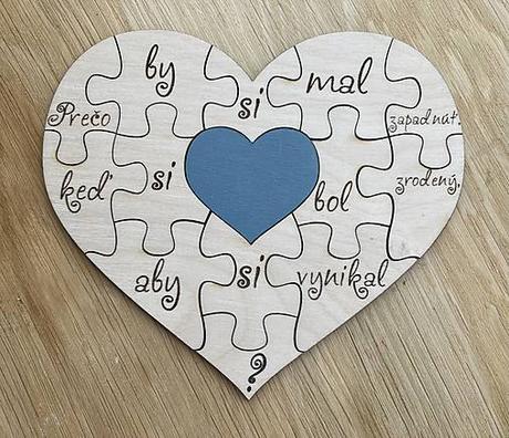 Puzzle srdce - vlastný text, 