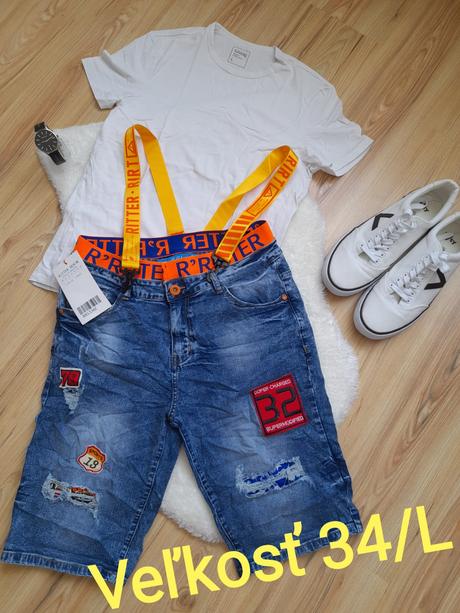 Pánske džínsové kraťasy - rôzne druhy a veľkosti, 32 / 34 / 36 / l / m