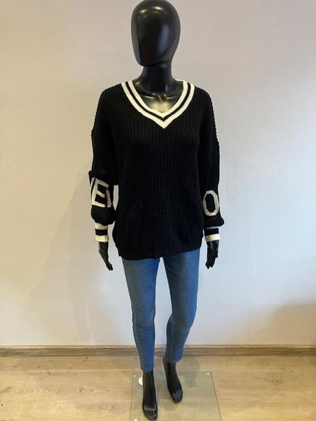 Dámsky sveter bielo-čierny (uni), l / m / s / xl