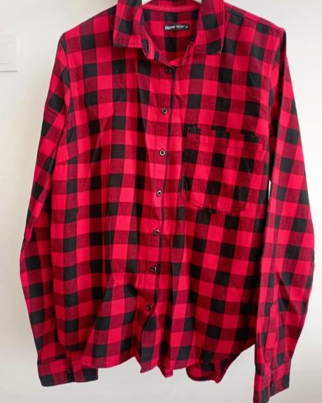 Kockovaná červená košela cropp, s