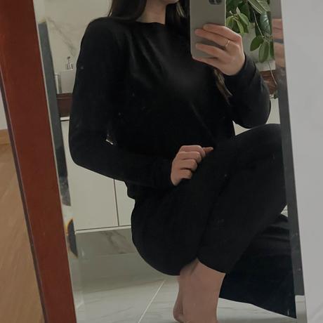 Luxusný čierny merino komplet mikina, nohavice lib, cos,s