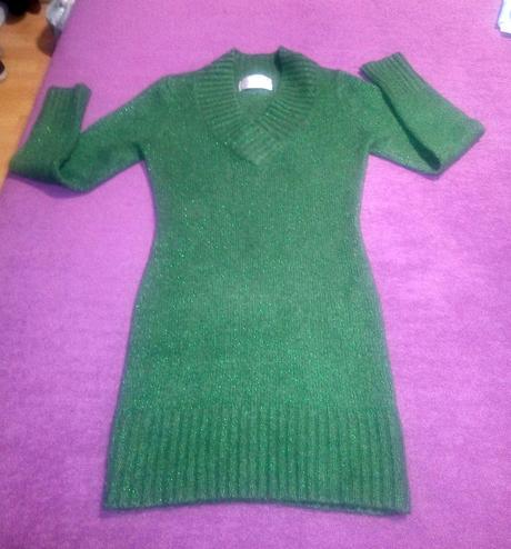 Zelený sveter s trblietkami, s