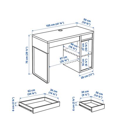 Písací/počítačový stôl ikea micke,biely (105x50cm),