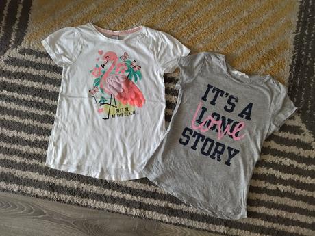 Tričká plameniak a nápis 146/152, h&m,146