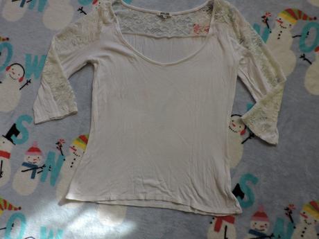 Dámske biele tričko s krajkovými rukávmi, gate,m
